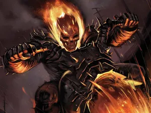 Flaming_ Skull_ Biker_ Artwork Wallpaper