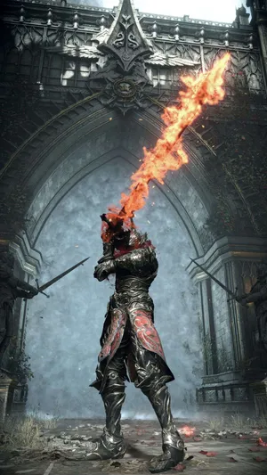 Flaming Sword Knight Demons Souls Wallpaper