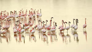 Flamingo Flockat Dawn Wallpaper