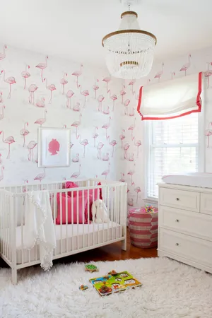 Flamingo Themed Nursery Room Wallpaper