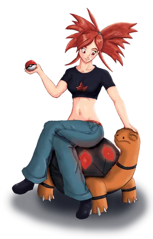 Flannery Sitting Down On Torkoal Wallpaper