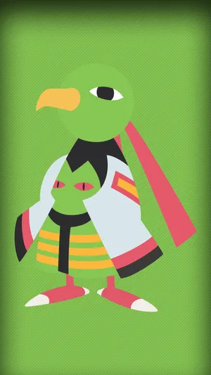 Flat Xatu On Green Background Wallpaper