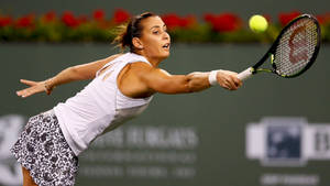 Flavia Pennetta Demonstrating Her Athletic Prowess On The Tennis Court Wallpaper