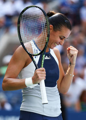 Flavia Pennetta Smiling Fist Pump Wallpaper