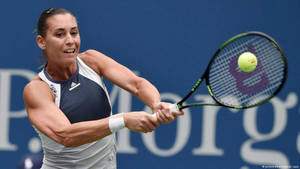 Flavia Pennetta Striking A Tennis Ball Wallpaper