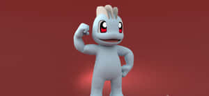 Flexing Machop With Red Background Wallpaper
