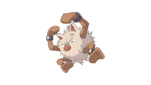 Flexing Primeape Illustration On White Background Wallpaper