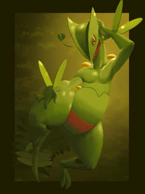 Flirty Grovyle Wallpaper