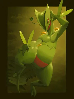 Flirty Grovyle Wallpaper
