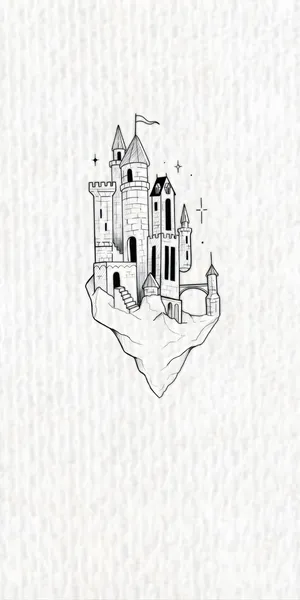 Floating Castle Sketch Wallpaper