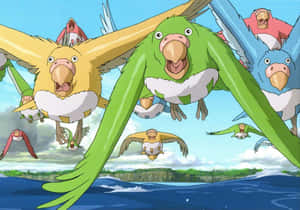 Flock_of_ Animated_ Birds_ Flying Wallpaper