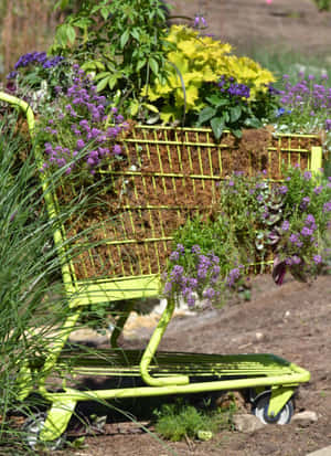 Floral Cart Full Of Blooms Wallpaper