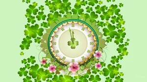 Floral Clock St. Patrick's Day Wallpaper
