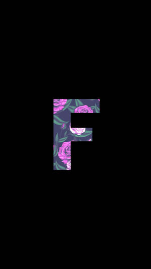 Floral ‘f’ Letter Design Against A Dark Background Wallpaper