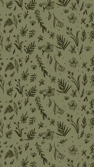 Floral Green Aesthetic Phone Wallpaper