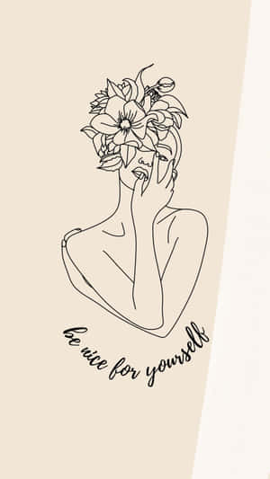 Floral Headed Figure Self Love Illustration Wallpaper