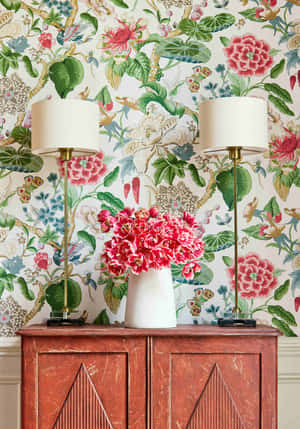 Floral Interior Design Elements Wallpaper