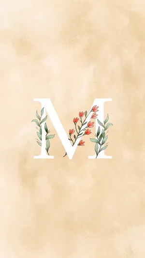 Floral Letter M Aesthetic Wallpaper Wallpaper
