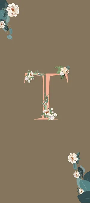 Floral Letter T Mobile Wallpaper Wallpaper