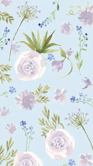 Floral Light Blue Phone Wallpaper