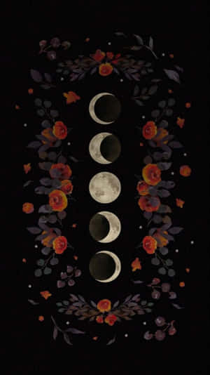 Floral Moon Phases Artwork Wallpaper