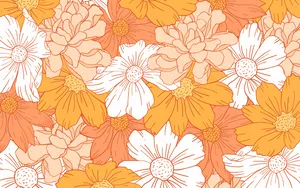 Floral Orange Pastel Aesthetic Tumblr Laptop Wallpaper