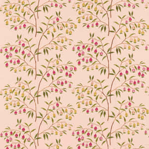 Floral Pattern Pink Background Wallpaper