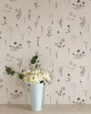 Floral Wallpaperand Vasewith White Flowers Wallpaper