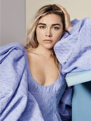 Florence Pugh In Periwinkle Wallpaper