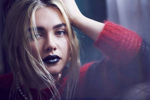 Florence Pugh With Black Lipstick Wallpaper