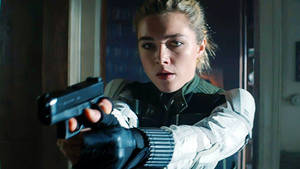 Florence Pugh Yelena With Gun Wallpaper