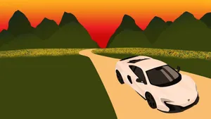 Flower Boy Driving At Sunset Wallpaper