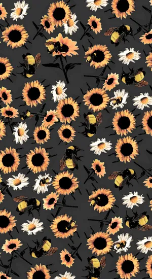 Flower Boy Sunflower Pattern Wallpaper