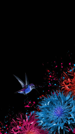 Flowers And Blue Bird Iphone Wallpaper