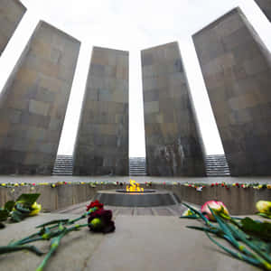 Flowers At The Armenian Genocide Memorial Wallpaper