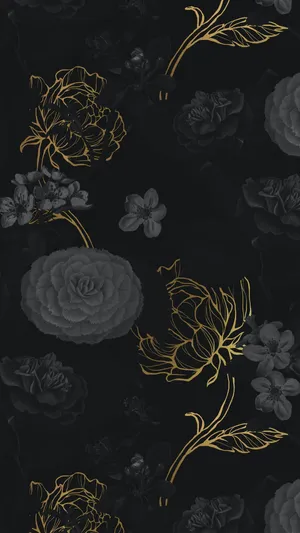 Flowers Black And Gold Iphone Wallpaper