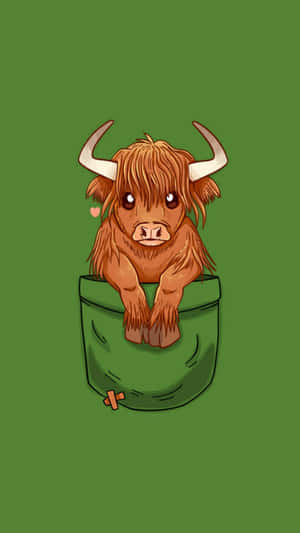 Fluffy Highland Cowin Pocket Illustration Wallpaper