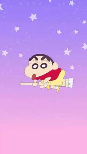 Flying Broomstick Shinchan Aesthetic Wallpaper