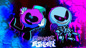 Fn F Neon Skull Characters P F P Wallpaper