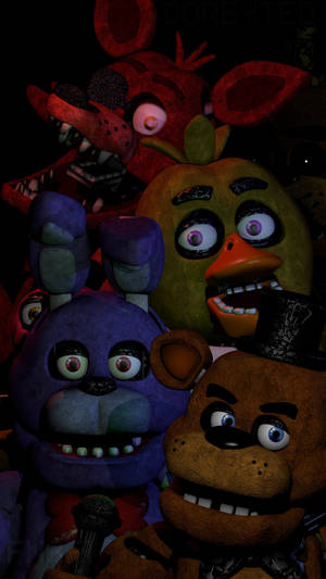 Fnaf Group Selfie Classic Animatronics Wallpaper