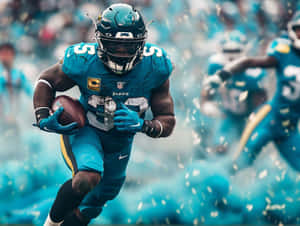 Focused Football Playerin Action Wallpaper