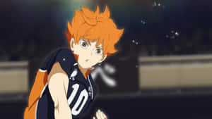 Focused Hinata Volleyball Match Wallpaper