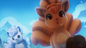 Focused Vulpix Wallpaper