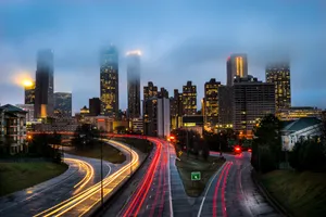 Foggy Atlanta Skyline Wallpaper