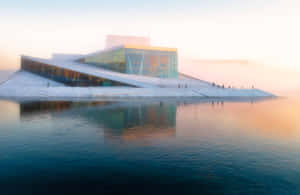 Foggy Oslo Opera House Wallpaper