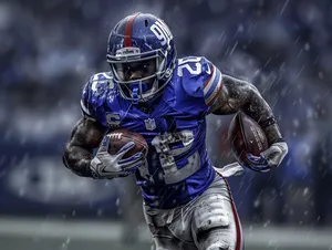 Football Player Intense Runin Rain Wallpaper