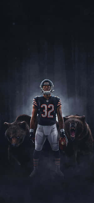 Football Player With Bears Artwork Wallpaper