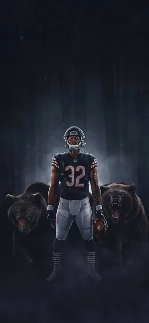 Football Player With Bears Artwork Wallpaper