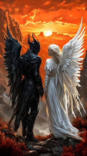 Forbidden Love Angel And Demon Wallpaper