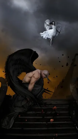 Forbidden Love Angel And Demon Wallpaper